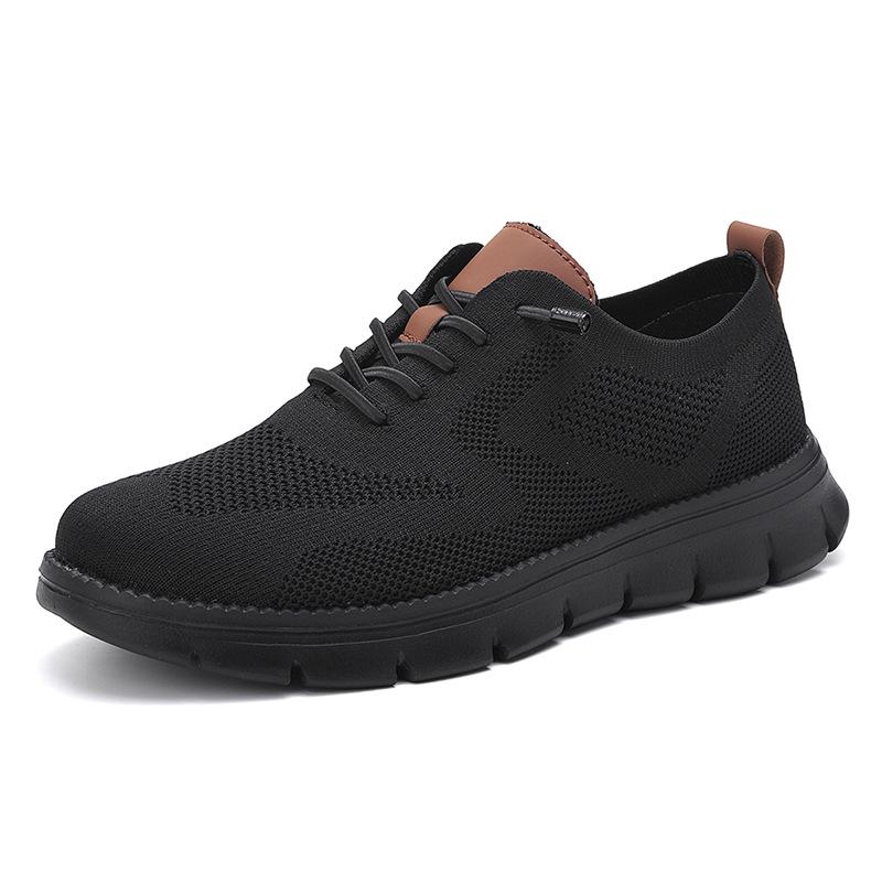 Lightweight Sports Shoes Lace-up Casual Men's Shoes Breathable Flying Woven Loafers
