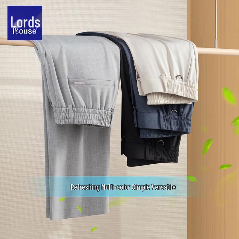 Luozi Men's Summer Wrinkle-Resistant Linen Blend Straight Casual Pants