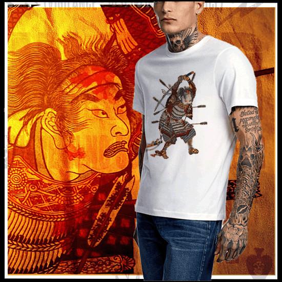

Samurai t-shirt Japanese Ronin kanji warrior Bushido code Brave Warrior running 2XL