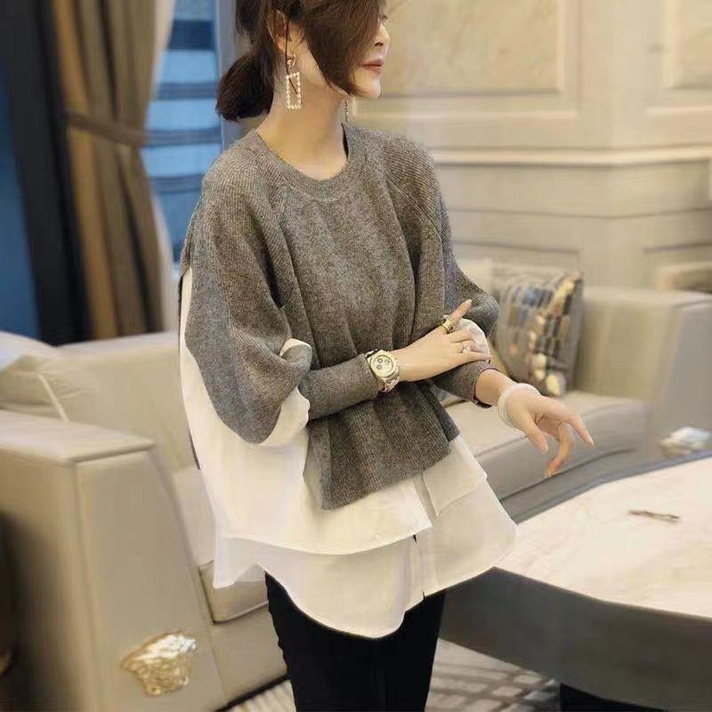 2025 European Autumn/Winter Patchwork Sweater: Chic Two-Piece Style Women's Knitwear