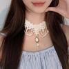 White Lace Choker Necklace Jewelry Fashion Forward Lace Choker with Victorian Gothic Appeal and Jewelry Accent