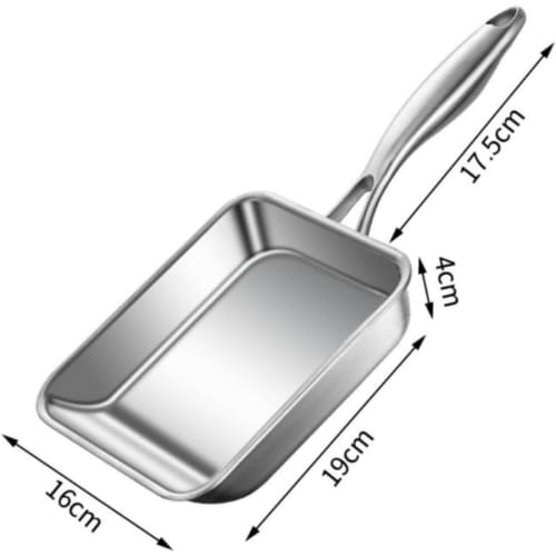 GrnArt Stainless Steel Rectangular Frying Pan for Eggs, Breakfast Pan, One-Handed Frying Pan, Durable for Grilling Steaks, Hotel, Restaurant, Home Kit