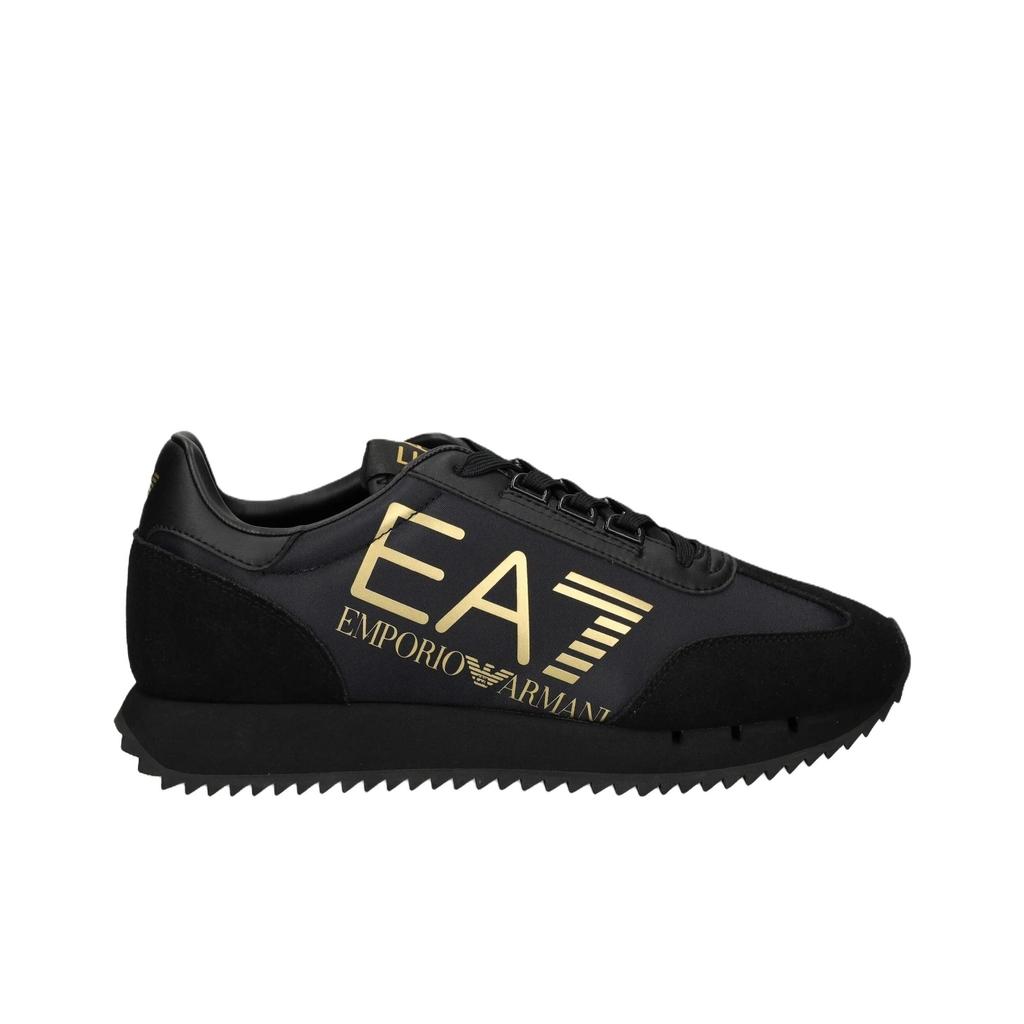 Emporio Armani EA7 Leather Logo Detail Round Toe Lace-Up Low-Top Casual Shoes Unisex casual shoes Black 7X000541AF18609MZ177
