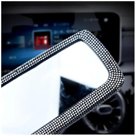 Car Interior Rearview Mirror Decor Rhinestone Crystal Diamond Ornament Rear View Mirror Cover Bling Car Accessories for Women
