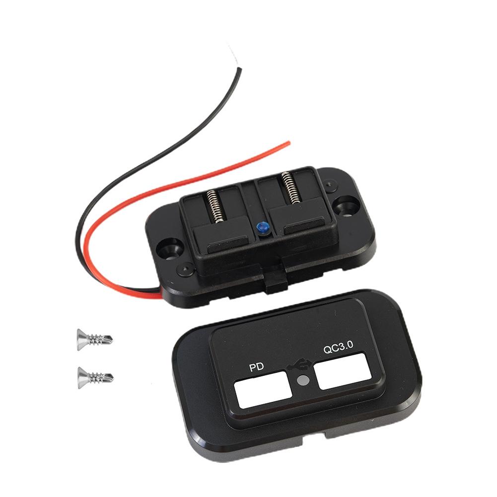QC 3.0+PD 12V-24V LED Dual USB Car Fast Charger Socket Power Outlet Touch Switch