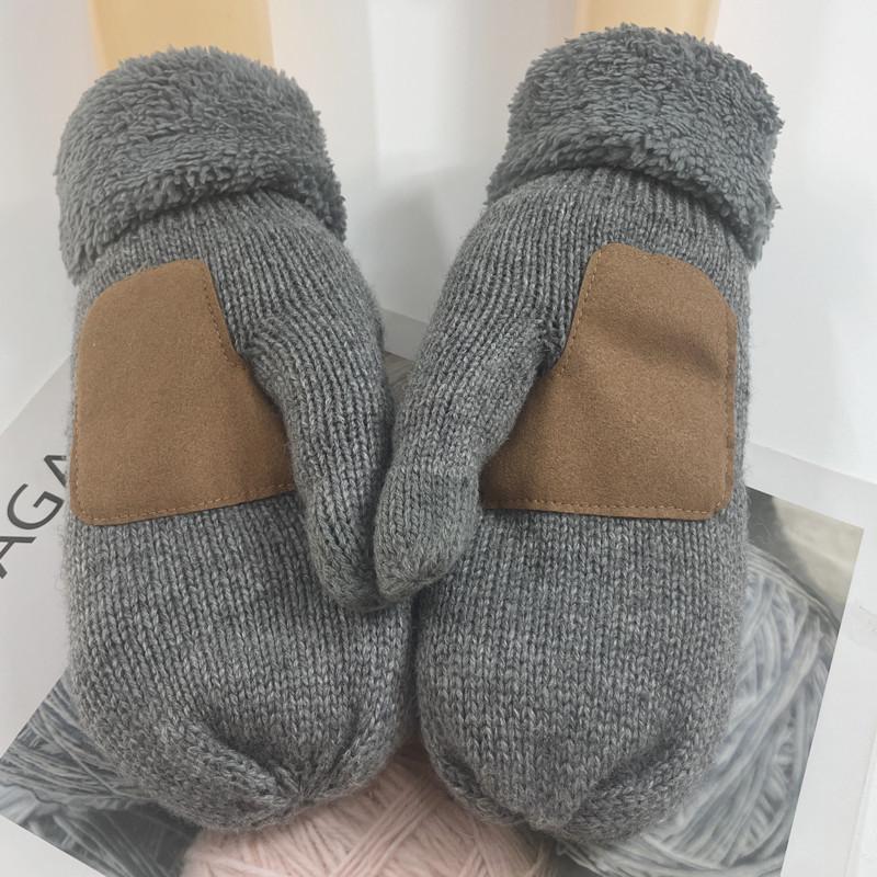 Unisex Touchscreen Knit Wool Gloves: Windproof, Warm, Velvet-Lined Mittens for Autumn/Winter Outdoors