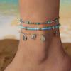 Stackable Anklet Beach Vacation Jewelry Multilayer Shell Bead Ankle Chain Handmade Comfortable Alloy Seaside Accessory