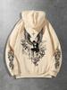 Gothic Dark Angel Wings Graphic Hoodie Men Y2K Vintage Cross Print Pullover Hooded Sweatshirt With Sleeve Print Streetwear