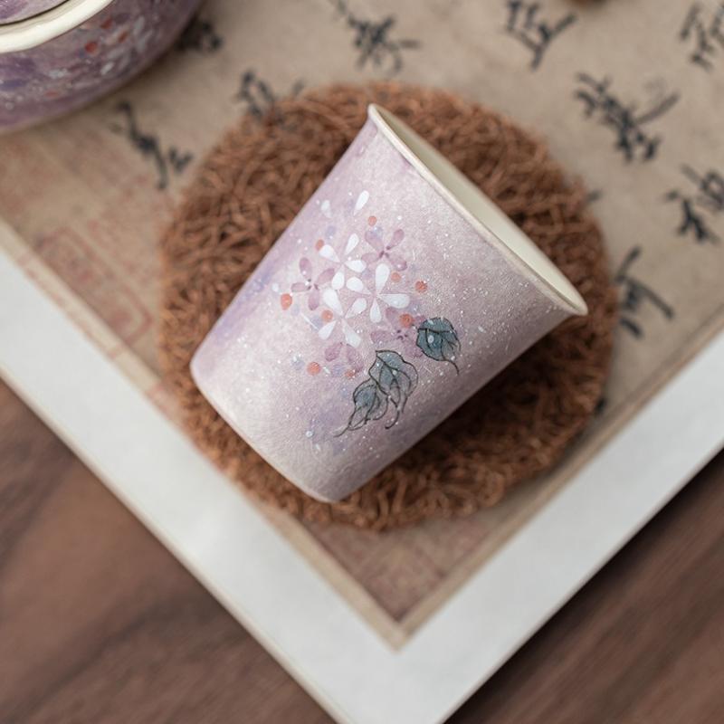 Hand-painted Hydrangea Ceramic Owner's Small Tea Cup, Gongfu Tea Set, Fresh and Exquisite Afternoon Tea Cups Exquisite Mugs