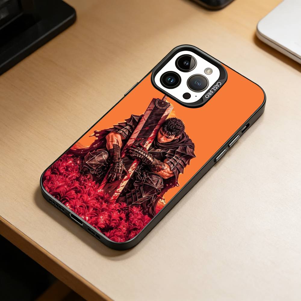Anime Berserk Guts Phone Case For iPhone 17,16,15,14,13,12,11 Plus,Pro Max,XS,Colorful Silver Phone case Funda Cover
