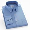 Pure Cotton Men's Solid Shirts Casual Long Sleeve Business Men Shirt Checkered Button Collar with Front Pocket