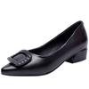 Spring New Flat-soled Single Shoes Shallow Mouth Pointed Shoes Women's Shoes Thick Heel Versatile Single Shoes