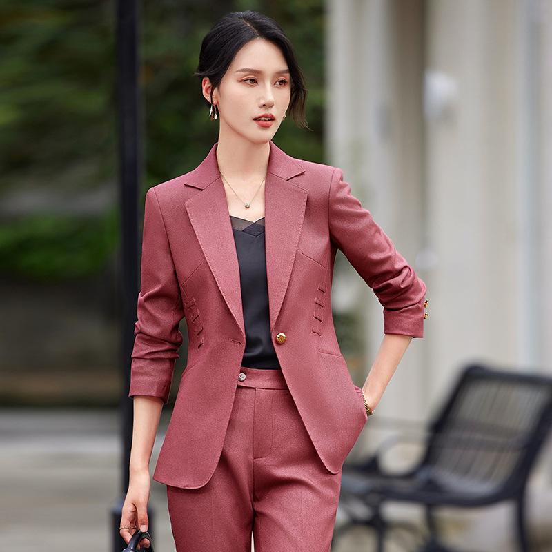 Zihong 2024 Autumn Pink Chic High-End Fashion Suit for OL Commute