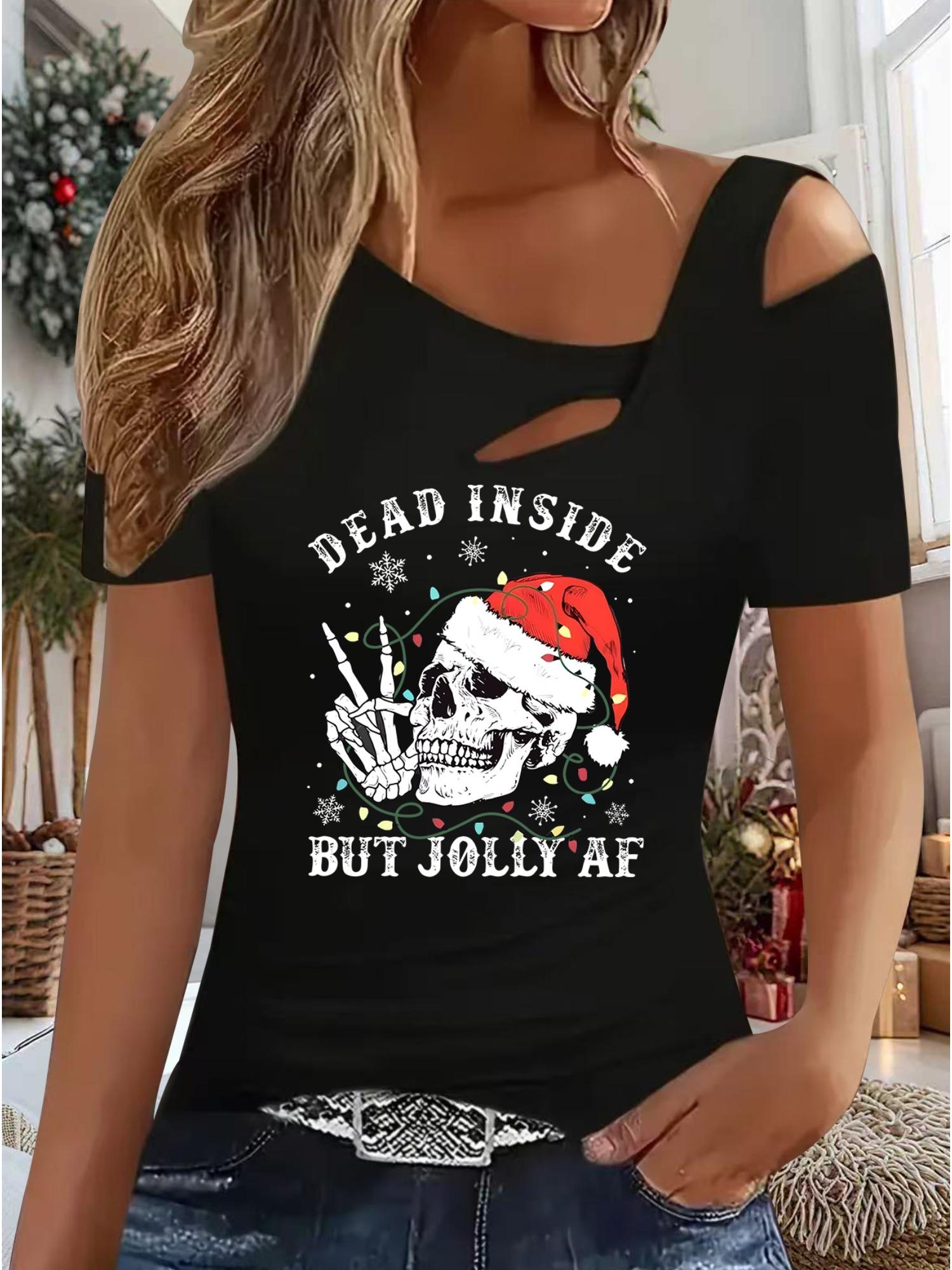 

Женский Новый Повседневный Топ Рождество Хэллоуин Рождественский Подарок Топы Рубашка Блузка XXL чёрный