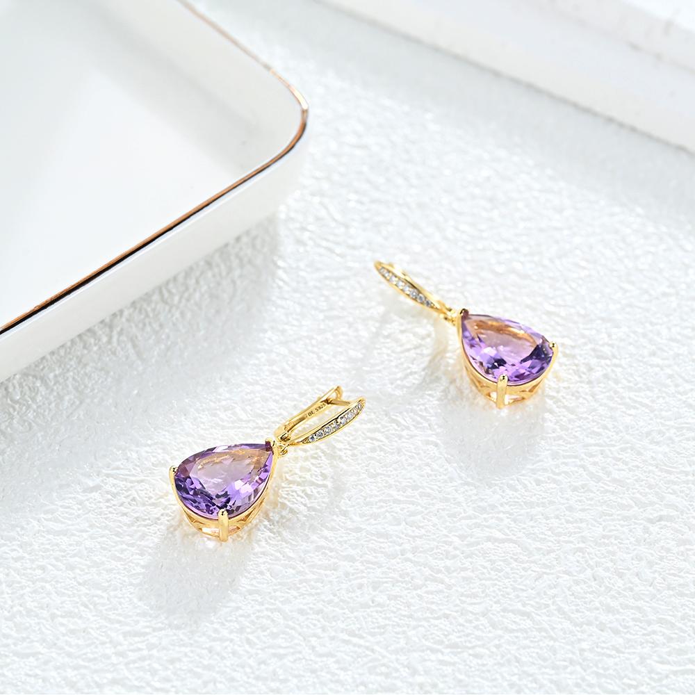 Trendy Stunning Dangle Clasp Earrings for Lady S925 Silver Natural Amethyst Febr Birthstone Luxury Jewelry Special Occasion Gift