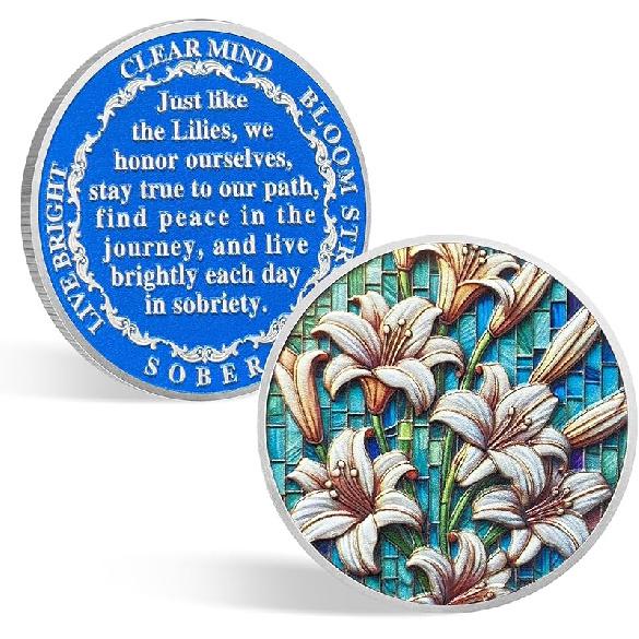 CHURYUML Sunflower Sobriety Coin Non-Religious AA Coins Sober Chip Sobriety Gifts for Women Men Recovery Medallions Affirmation Tokens Inspirational