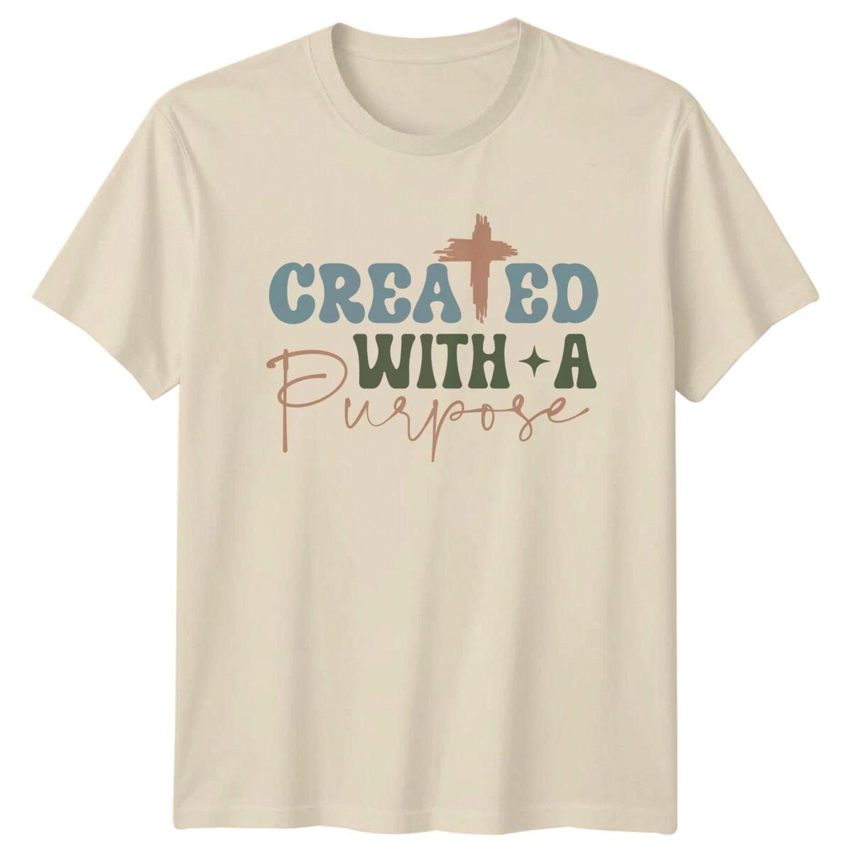 Created With A Purpose Faith Based Christian Quote Graphic T-Shirt XS