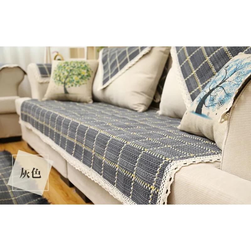 

70*70-90*240 см Красный клетчатый хлопковый чехол для дивана с кружевом Подушка для дивана Подлокотник/Спинка Нескользящий чехол для диванного полотенца Домашний декор 70x70cm