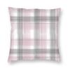 Federa per Cuscino Quadrata a Quadri Rosa e Grigio Poliestere Lino Velluto Creativa con Zip Federa Decorativa Custodia per Cuscino da Casa