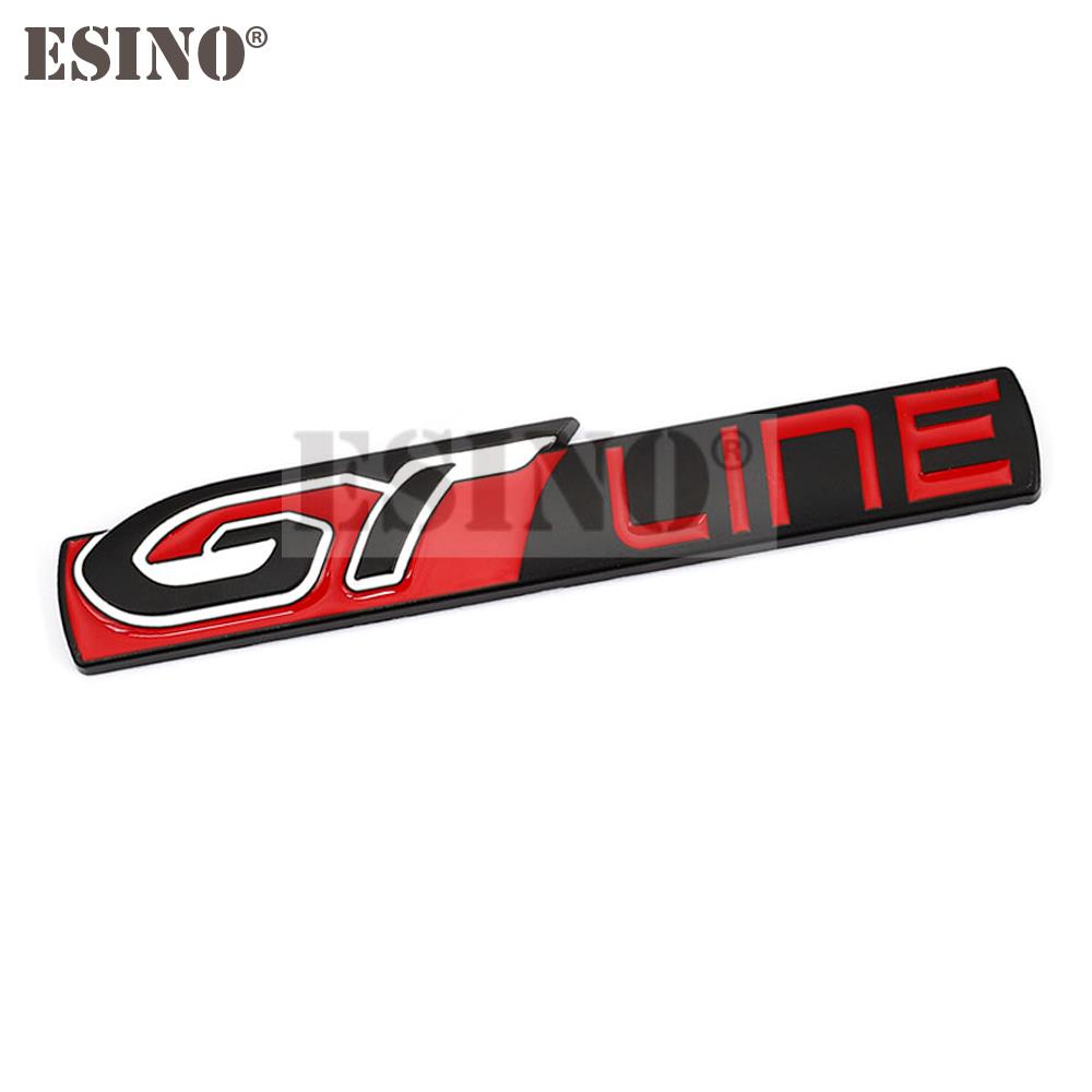 Car Styling GT Line 3D Metal Chrome Zinc Alloy Emblem Car Badge Body Fender Adhesive Emblem for Peugeot GT RCZ 308 508 3008 5008