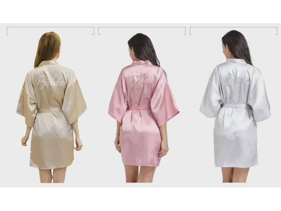 Summer Bride Wedding Nightgown Cardigan, Thin Five-Point Sleeve, Solid Color Morning Gown