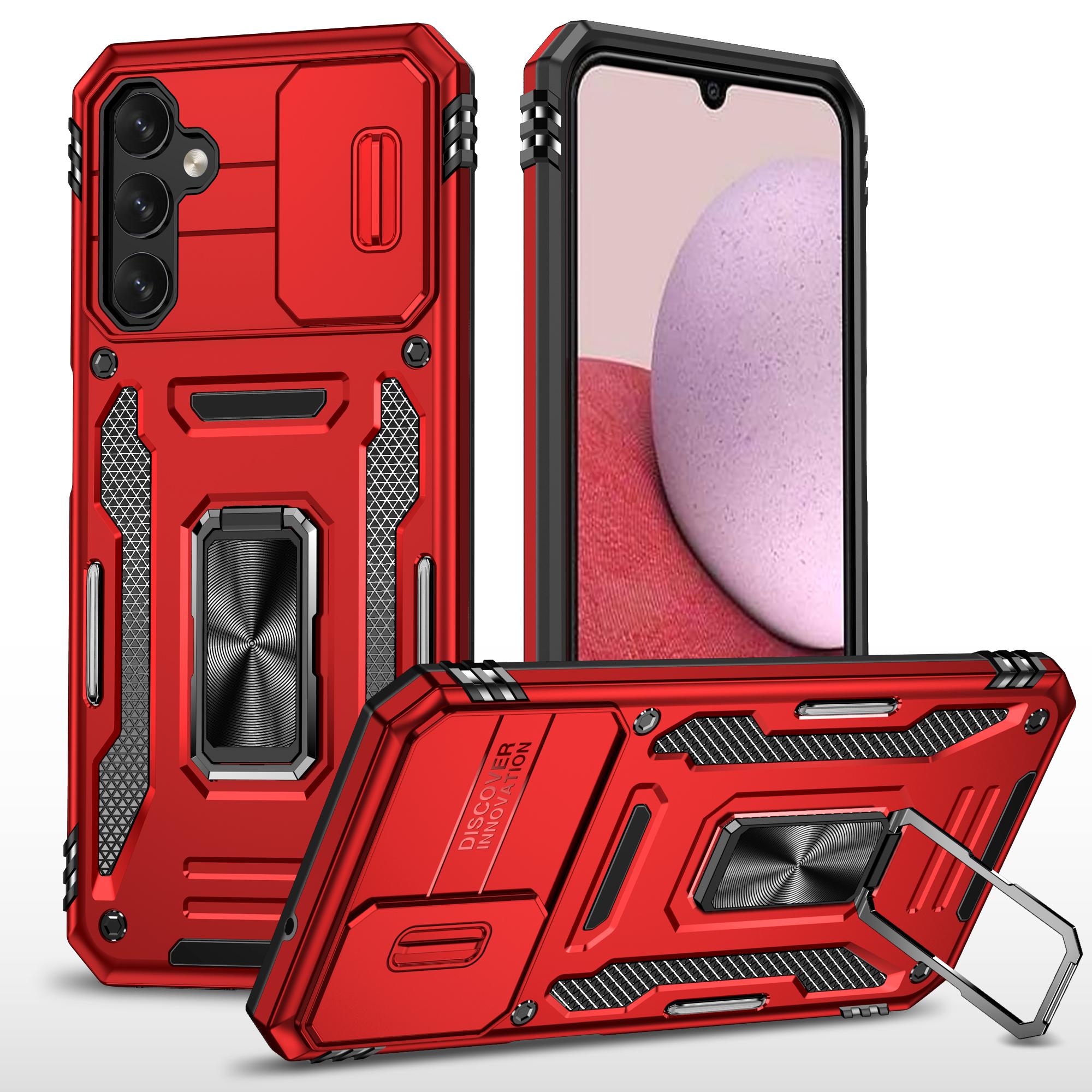 

For Samsung Galaxy A14 4G/5G Armor Series Anti-drop Phone Case PC+TPU Mobile Phone Back Cover Kickstand Red