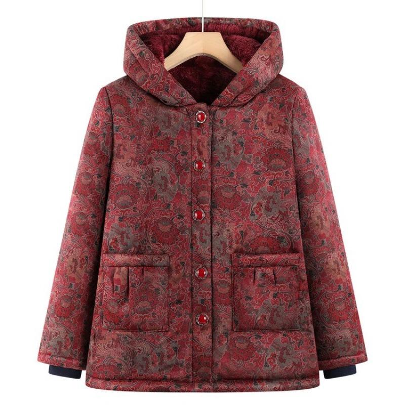 Winter Padded Jacket Hooded Padded Jacket Women's Jacket Piled and Thickened Old Lady Winter Padded Jacket