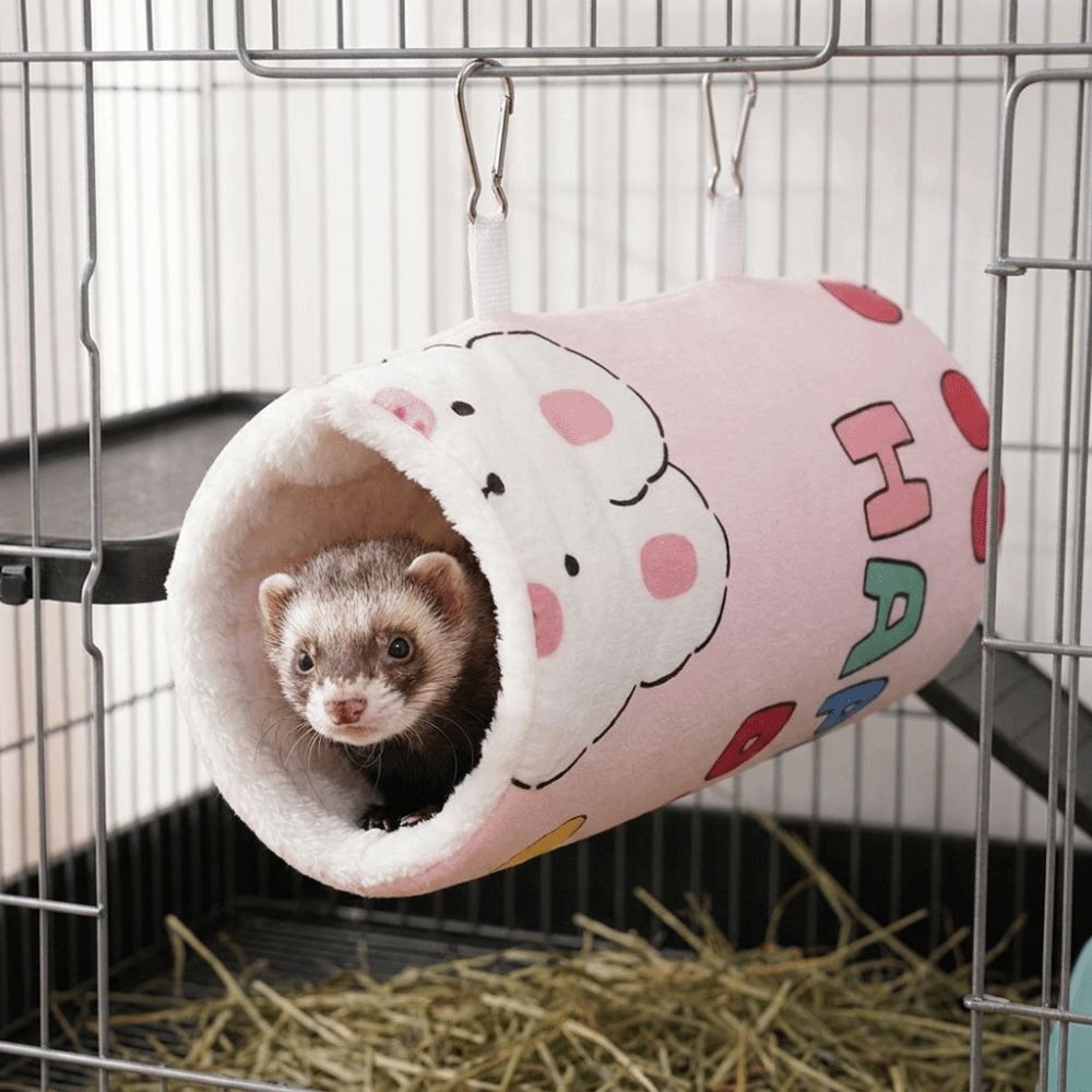 Cartoon Pattern Hamster Plush Tunnel Thickened Guinea Pig Hideout Pet Play Tunnel  Resting