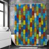 Wasserdichter Duschvorhang mit Haken Bunter Ziegelwand-Mosaikdruck Badezimmer Vorhänge Polyesterstoff Dekoration Duschvorhang