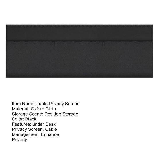Table Privacy Screen with Hook And Loop Design Panel Durable Oxford Cable Management Organizer for Workspace Organization And Privacy Panel