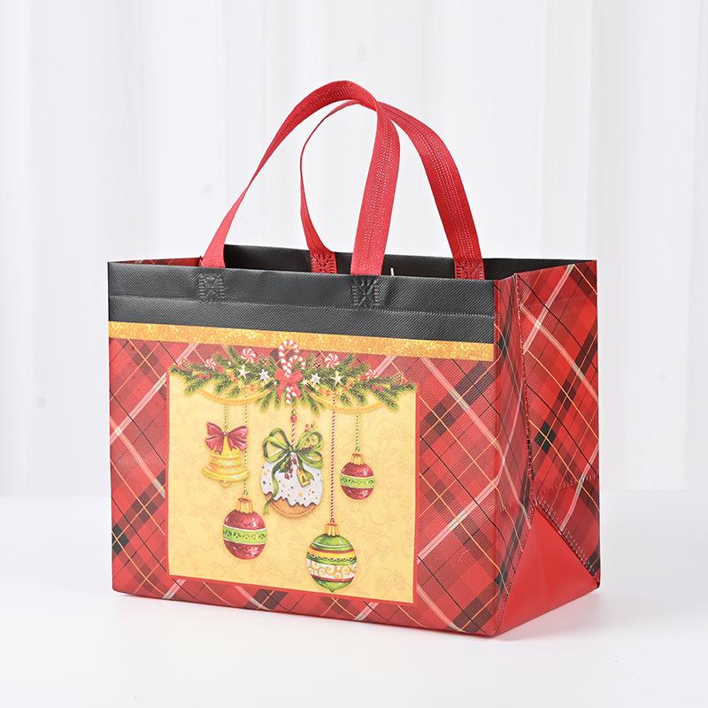 4/12pcs Christmas Gift Bags Tote Bags with Handles Reusable Non-Woven Shopping Bags for Xmas Gifts Wrapping Holiday Party Decors