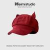 25 Early autumn new cat ear woolen solid color octagonal hat cute versatile high quality newsboy hat children's tide
