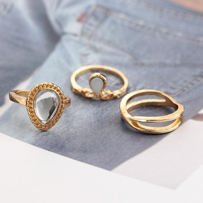 7 Pcs / Set New Arrival Flower Gemstone Carved Ring Set Bohemian Vintage Jewelry Women Accessories