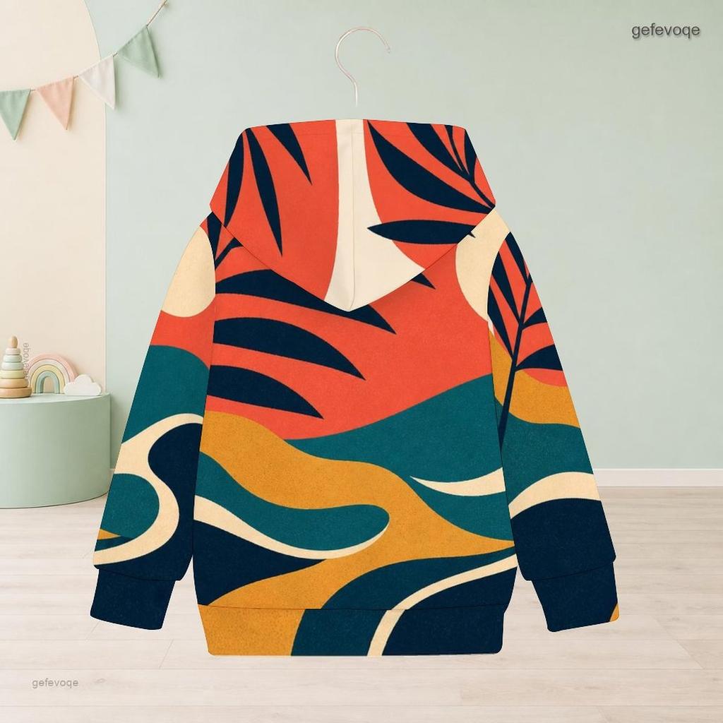 Girls Long Sleeve Hooded Pullover Cartoon Avocado Printed White Casual Sweatshirt