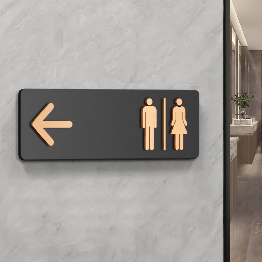 Bathroom Sign Acrylic Restroom Directional Sign Adhesive Toilet Signage for Business Home Office Restaurant Laundry Shopping