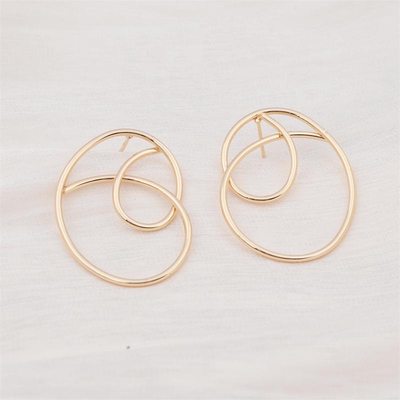 Geometryczne Kolczyki Sztyfty Abstrakcyjne Okrągłe Nieregularne Złote dla Kobiet Puste Akcesorium Biżuteryjne
