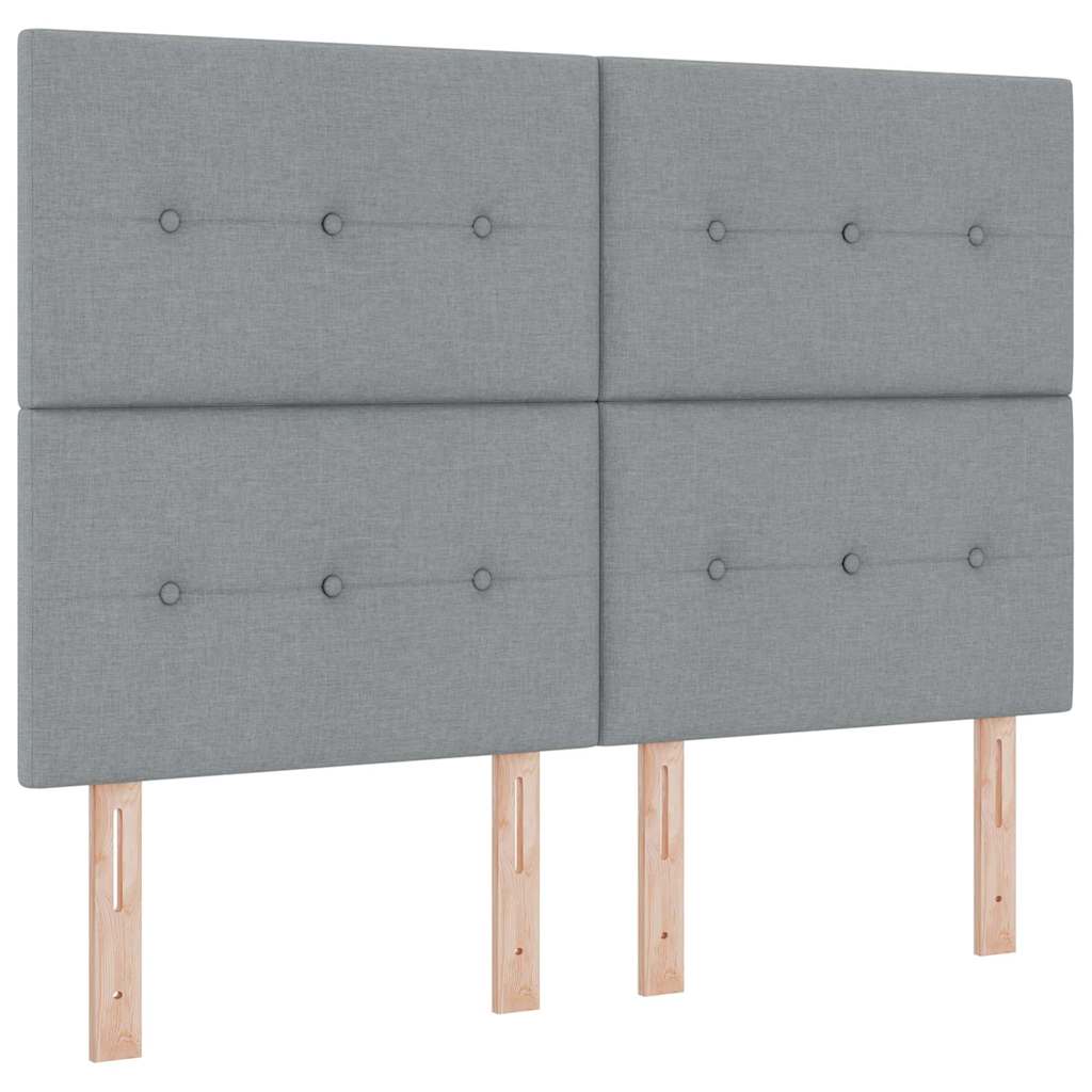 Box Spring Bed with Mattress Light Grey 140 x 200 cm Fabric