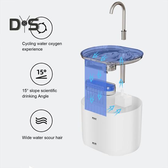 2.2L Cat Water Fountain Quiet Pet Drinking Fountain Automatic Water Dispenser Bowl Pet Waterer Supplies for Indoor Cats Dogs