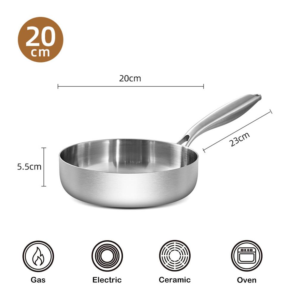 

LMETJMA 316 Stainless Steel Frying Pan Tri-Ply Deep Frying Pan Saute Pan Healthy Non Stick Cooking Pan Induction Cooking Pot
