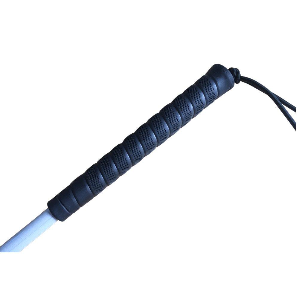 Folding 4-section aluminum white cane for the blind (black rubber grip, 115 cm)