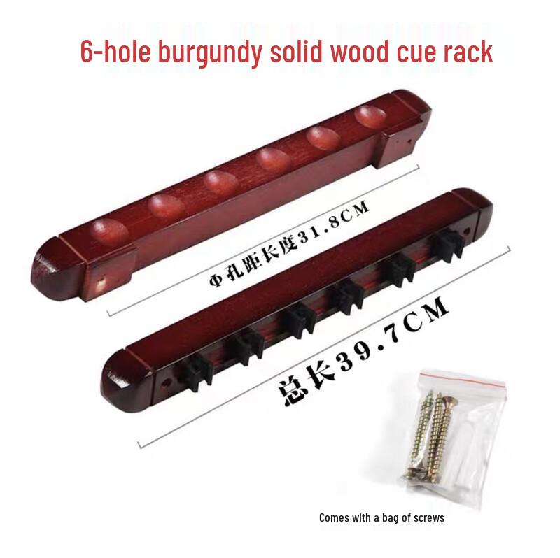 

Solid Wood 6-Hole Wall-Mounted Billiard Cue Rack