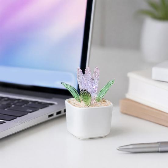 Artificial Potted Plant Handmade Colored Glaze Lavender Potted Plant