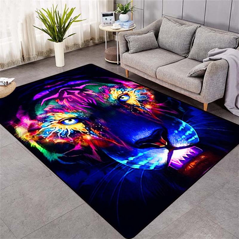 Fashion Tiger Pattern Carpet On The Floor 3D Animal Printed Big Carpet Living Room Soft Bathroom Mat Absorb Anti-slip