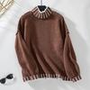 Vintage Loose Knitwear Pullover Sweater Long Sleeve Stand Color Multicolor Top for Autumn Winter