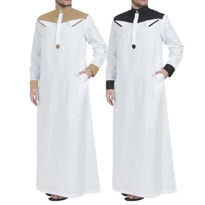 Dubai Islamic Men's Color Block Long Robe