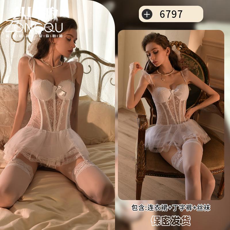 Sex Underwear, Sexy Lace, Perspective Fish Bone, Slim Fit, Suspender Skirt, Small Chest, Big Uniform Temptation 6797