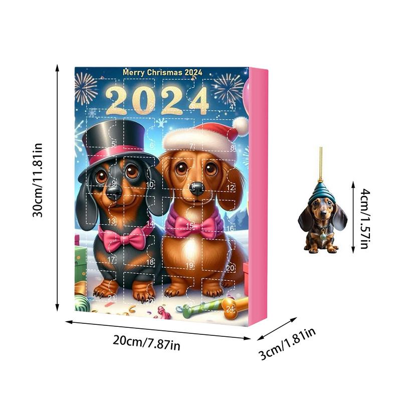 Christmas Dachshund Advent Calendar 2D Flat Acrylic Dog Pendants Countdown Calendar Advent Calendar Countdown Calendar Dog 2025