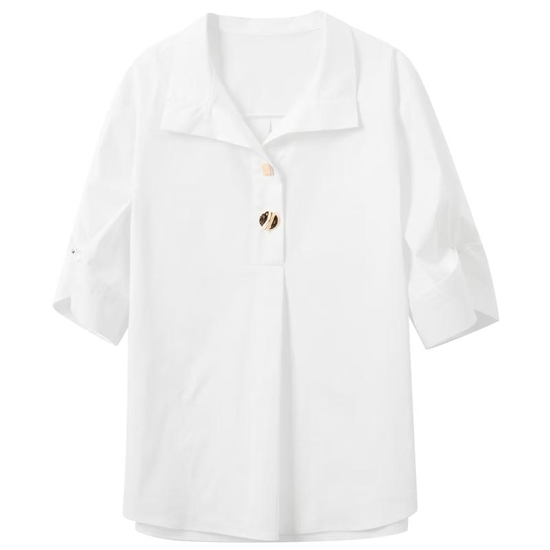 Sancai 2026 Spring Puff Lantern Sleeve White Shirt M