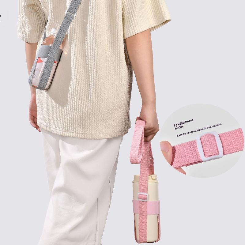 Handheld Portable Crossbody Drawstring Adjustable Shoulder Strap Children Adult Insulated Cup Storage Bag