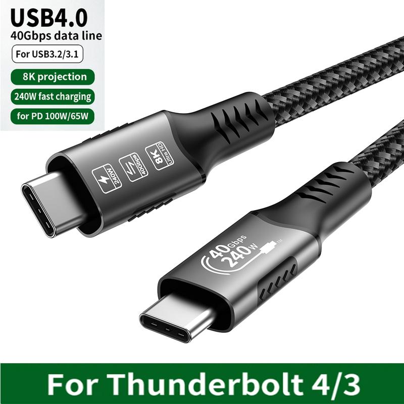 USB 4 for Thunderbolt 4 Cable 8K@60Hz 40Gbps Data Sync 240W Fast Charging USB C to USB C Thunderbolt Cable for MacBook Monitor